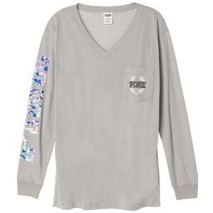 VS PINK oversized pocket long sleeve tee